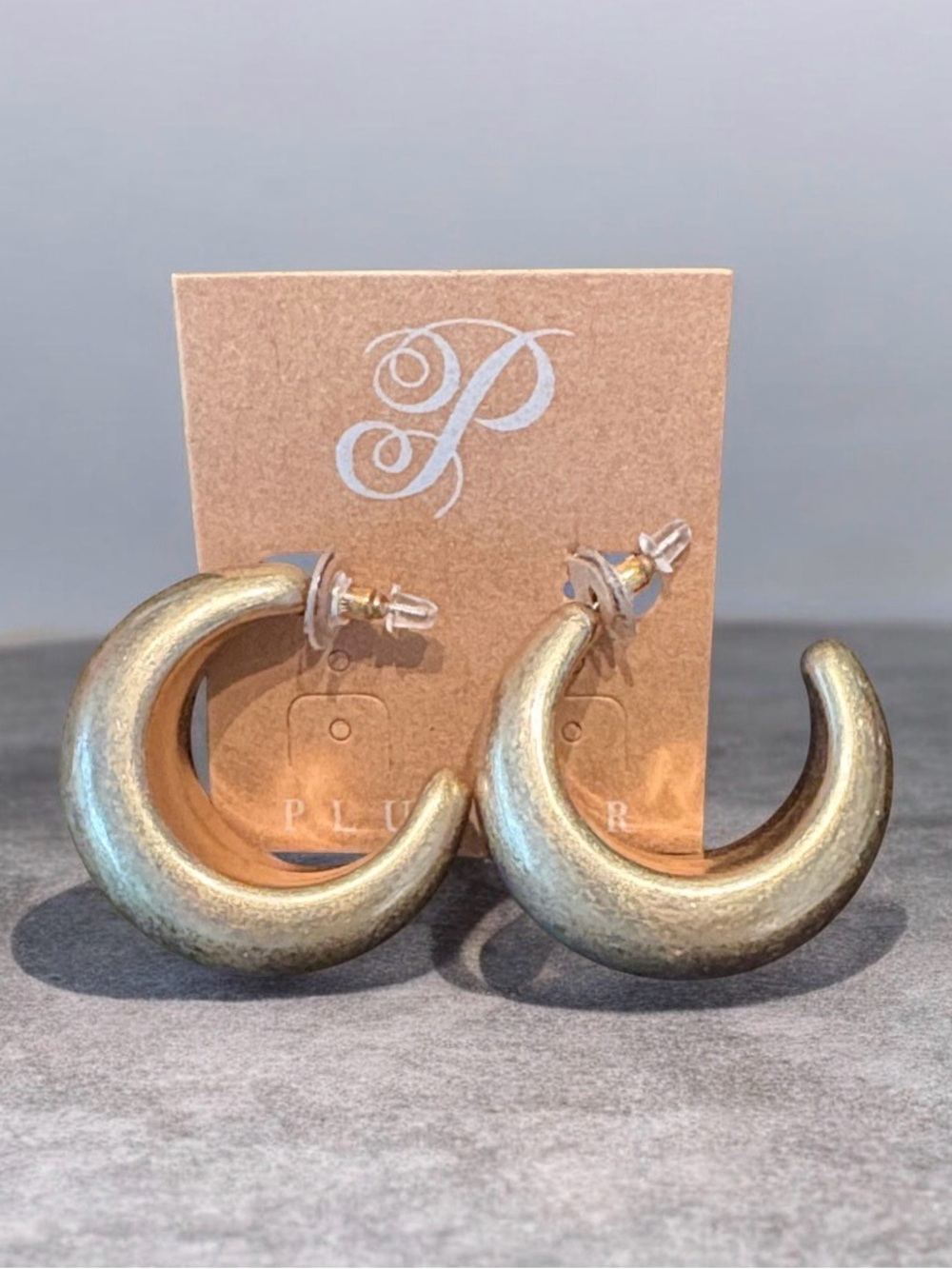 Plunder Textured Crescent Hoop Earrings - Gold